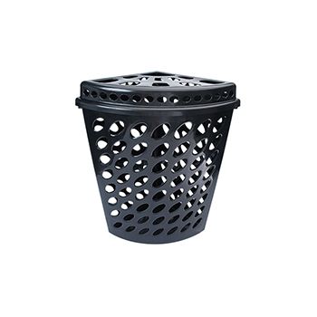 CESTO TELADO TRIANGULAR PRETO C/ TAMPA 43,7LTS (36506)