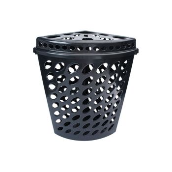 CESTO TELADO TRIANGULAR PRETO C/ TAMPA 43,7LTS (36506)