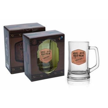 CANECA VIDRO 360 ML MEU AVÓ NÃO VELHO É VELHO É VI (37573)