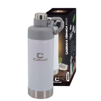 GARRAFA TERMICA DE INOX 600ML BRANCO (39049)