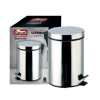 LIXEIRA DE INOX C/PEDAL 8 LITROS (31213)