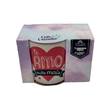 CANECA CERAMICA DECOR NAMORADOS C/ CX PRES. 280ML (33164)
