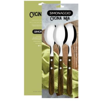 CONJ C/3 COLHERES INOX CABO MADEIRA (00566)