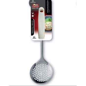 ESCUMADEIRA INOX 33CM CABO BRANCO (24476)