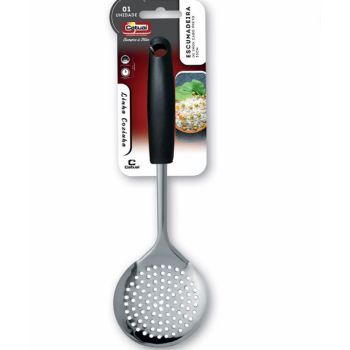 ESCUMADEIRA INOX 33CM CABO PRETO (24477)