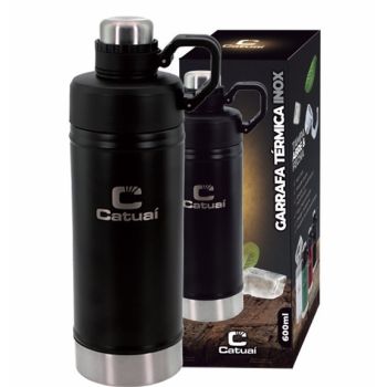 GARRAFA TERMICA DE INOX 600ML PRETO (39050)