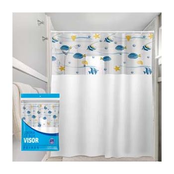 CORTINA P/ BOX C/ VISOR DECOR PEIXE 1,35X2,00M (34888)