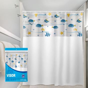 CORTINA P/ BOX C/ VISOR DECOR PEIXE 1,35X2,00M (34888)