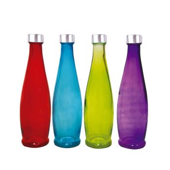GARRAFA DE VIDRO COM TAMPA 1 LITRO COLOR (34923)